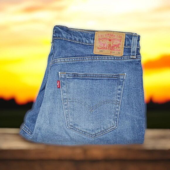 Levis 541 Athletic Fit Jeans Men's Size 34x34 Tapered Leg Stretch Dark Wash EUC - Picture 8 of 8